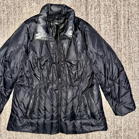 Calvin Klein Jeans Women's Black Full Zip Collared Down Puffer Jacket in Black - Picture 8 of 12